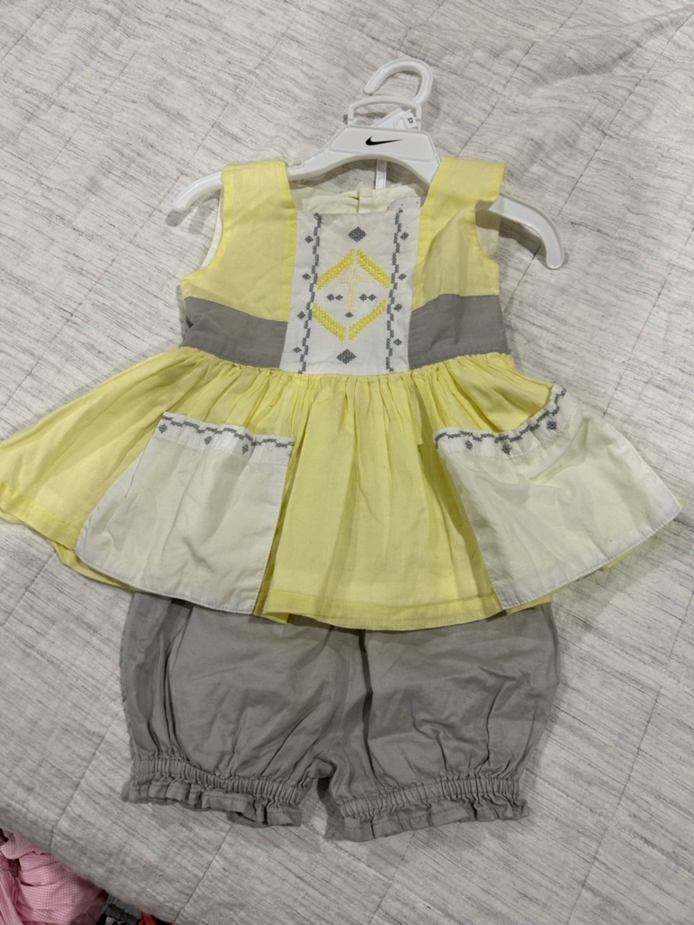 Well Dressed Wolf Yellow & Gray Baby Girl Two-Piece Outfit